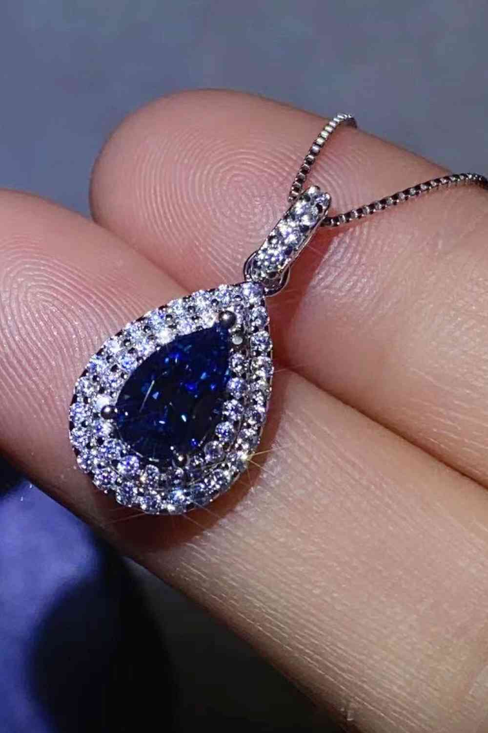 2 Carat Moissanite Teardrop Pendant Necklace