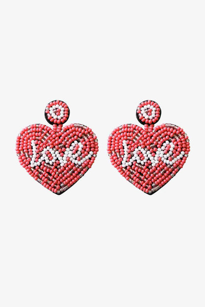 LOVE Beaded Heart Earrings