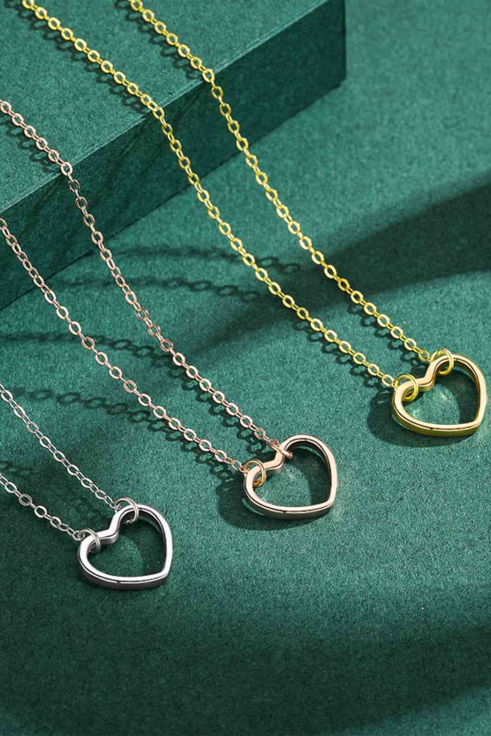 925 Sterling Silver Heart Shape Pendant Necklace