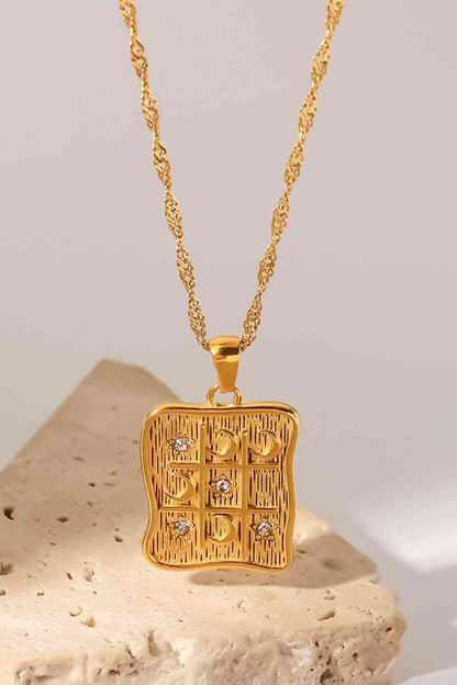 Cubic Zirconia Geometric Pendant Necklace