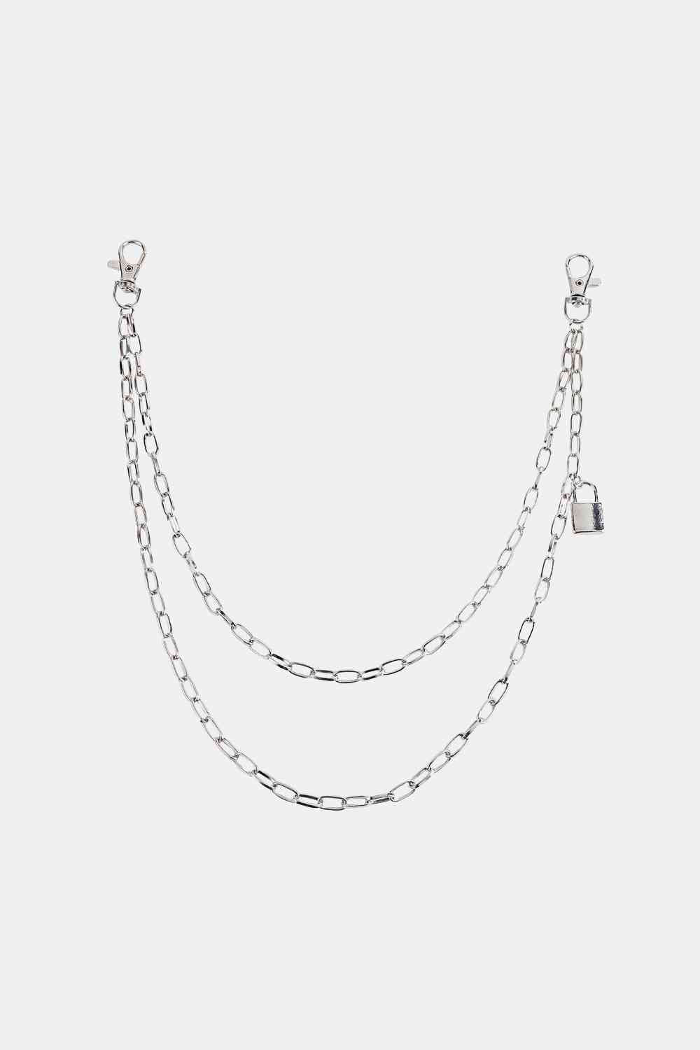 Double Layered Iron Chain Belt with Lock Charm