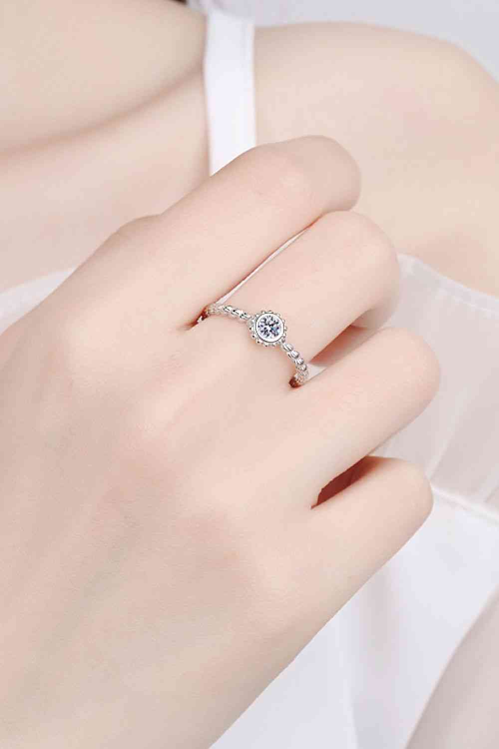 Moissanite Rhodium-Plated Ring