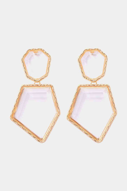 Geometrical Shape Zinc Alloy Frame Resin Dangle Earrings