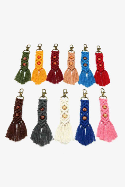 Assorted 4-Pack Handmade Macrame Fringe Keychain