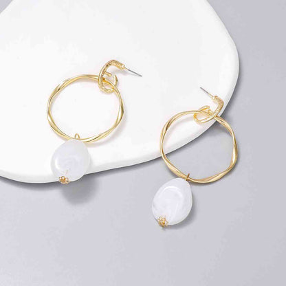 Alloy & Rhinestone Hoop Drop Earrings