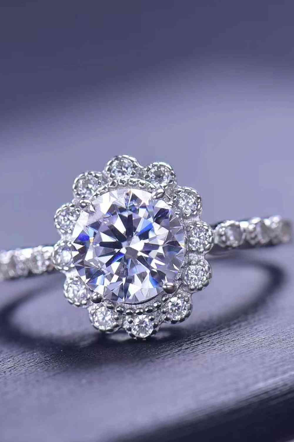 1.5 Carat Moissanite Floral-Shaped Cluster Ring