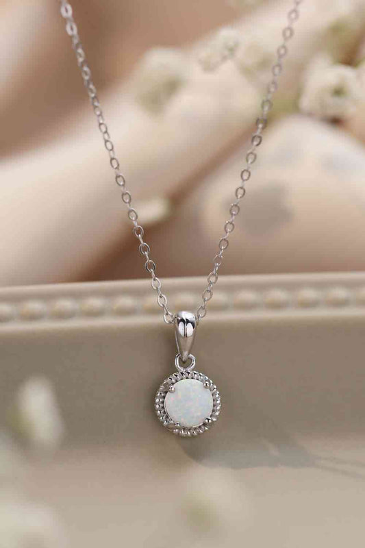 Opal Round Pendant Chain Necklace