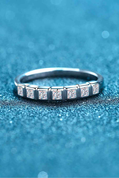 Moissanite Rhodium-Plated Half-Eternity Ring