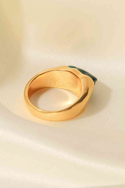 Inlaid Natural Stone Stainless Steel Ring