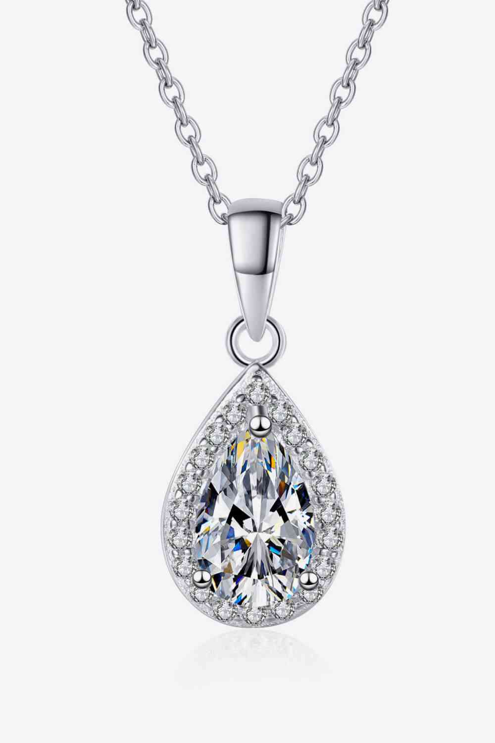 Moissanite Teardrop Pendant Necklace