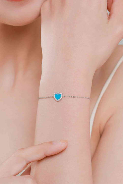 925 Sterling Silver Heart Shape Spring Ring Closure Bracelets