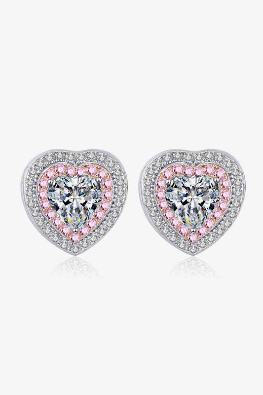 Moissanite Heart-Shaped Stud Earrings