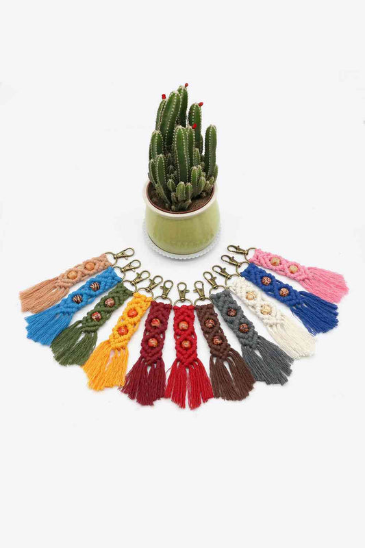 Assorted 4-Pack Handmade Macrame Fringe Keychain