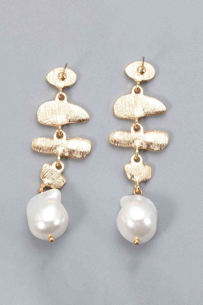 Abnormal Shape Zinc Alloy Synthetic Pearl Dangle Earrings