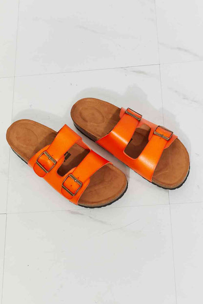 MMShoes Feeling Alive Double Banded Slide Sandals in Orange