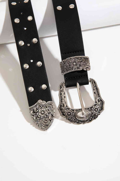 Double Row Studded PU Leather Belt