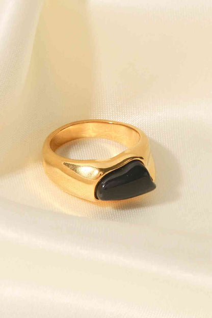 Inlaid Natural Stone Stainless Steel Ring