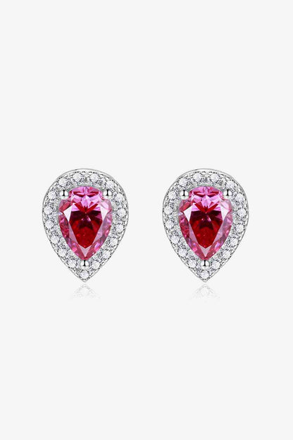 2 Carat Moissanite Teardrop Stud Earrings in Rose