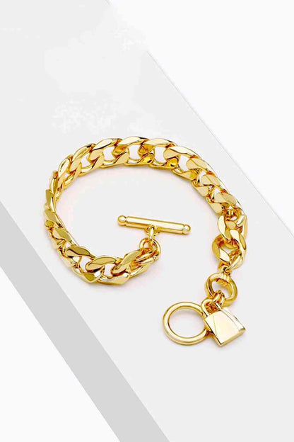 Lock Charm Toggle Clasp Bracelet