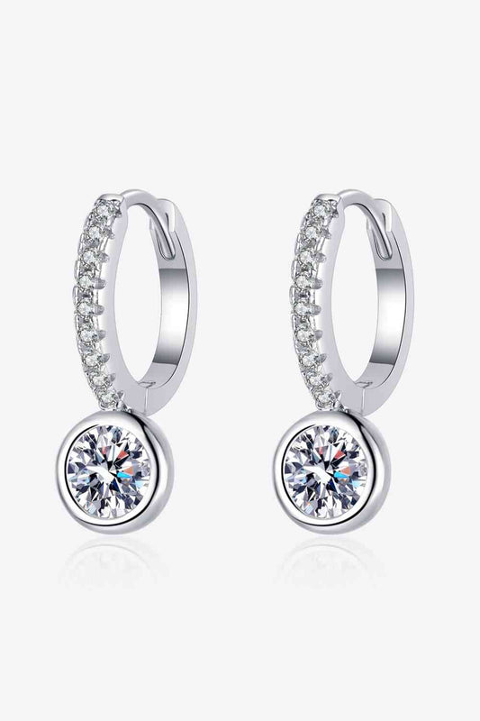 1 Carat Moissanite Rhodium-Plated Drop Earrings