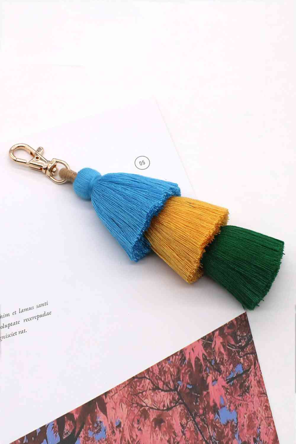 Assorted 4-Pack Multicolored Fringe Keychain