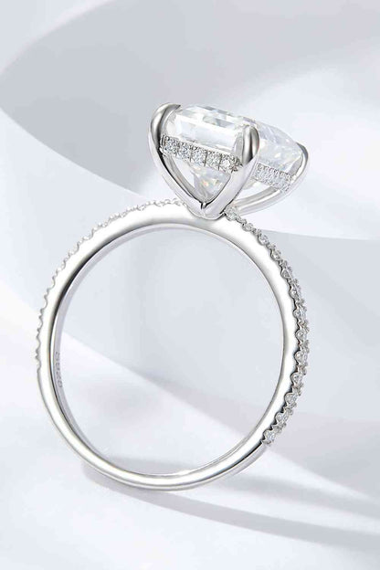 Emerald Cut 4 Carat Moissanite Side Stone Ring