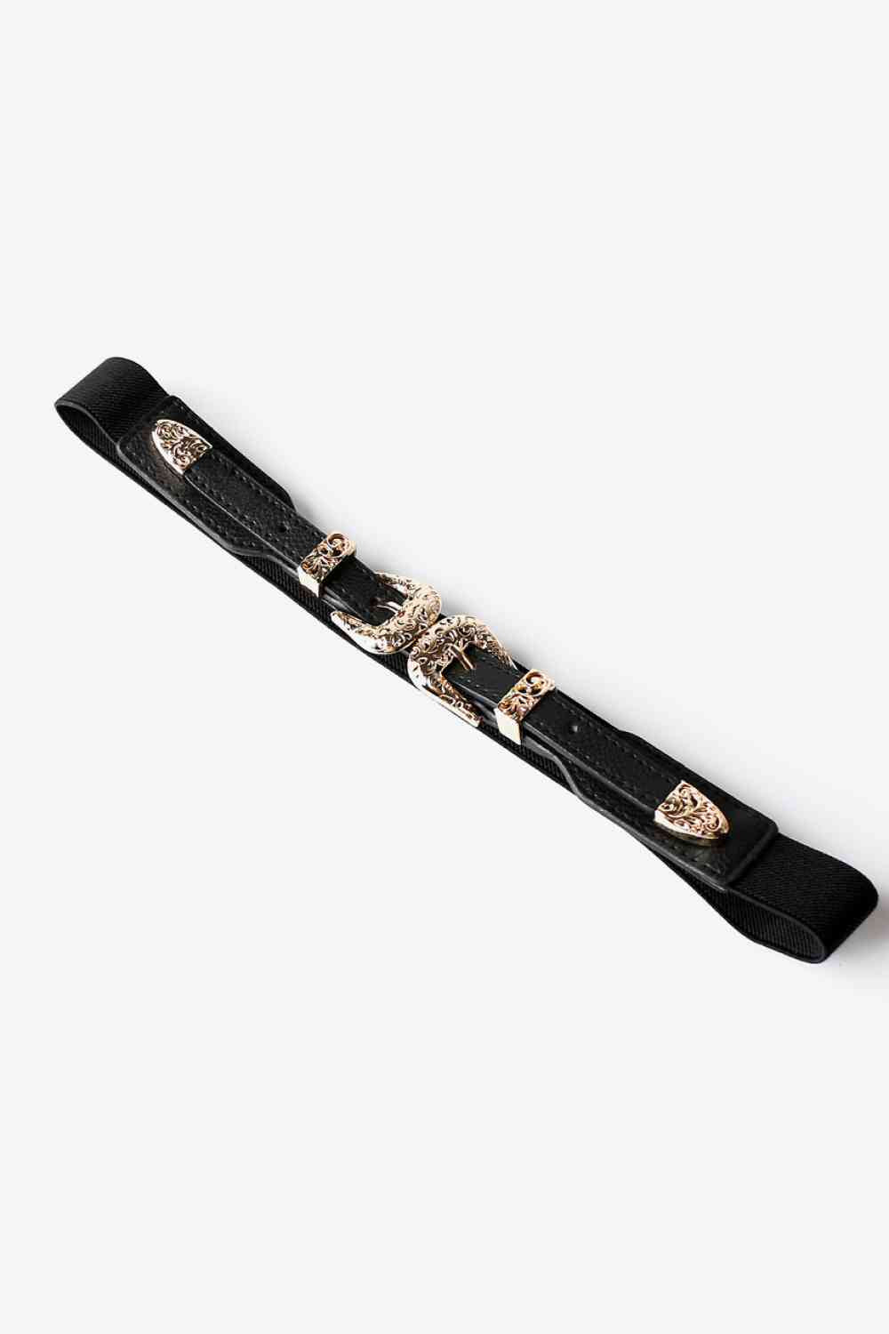 Double Buckle PU Leather Belt