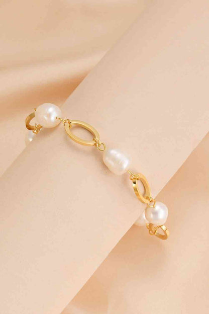 14K Gold-plated Lobster Closure Freshwater Pearl Bracelet