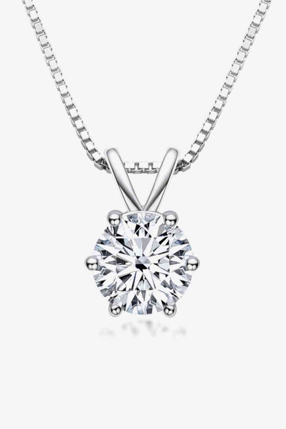 925 Sterling Silver 1 Carat Moissanite Pendant Necklace